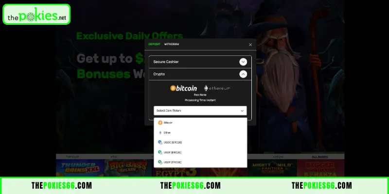 The Pokies Deposit via Crypto Gateway